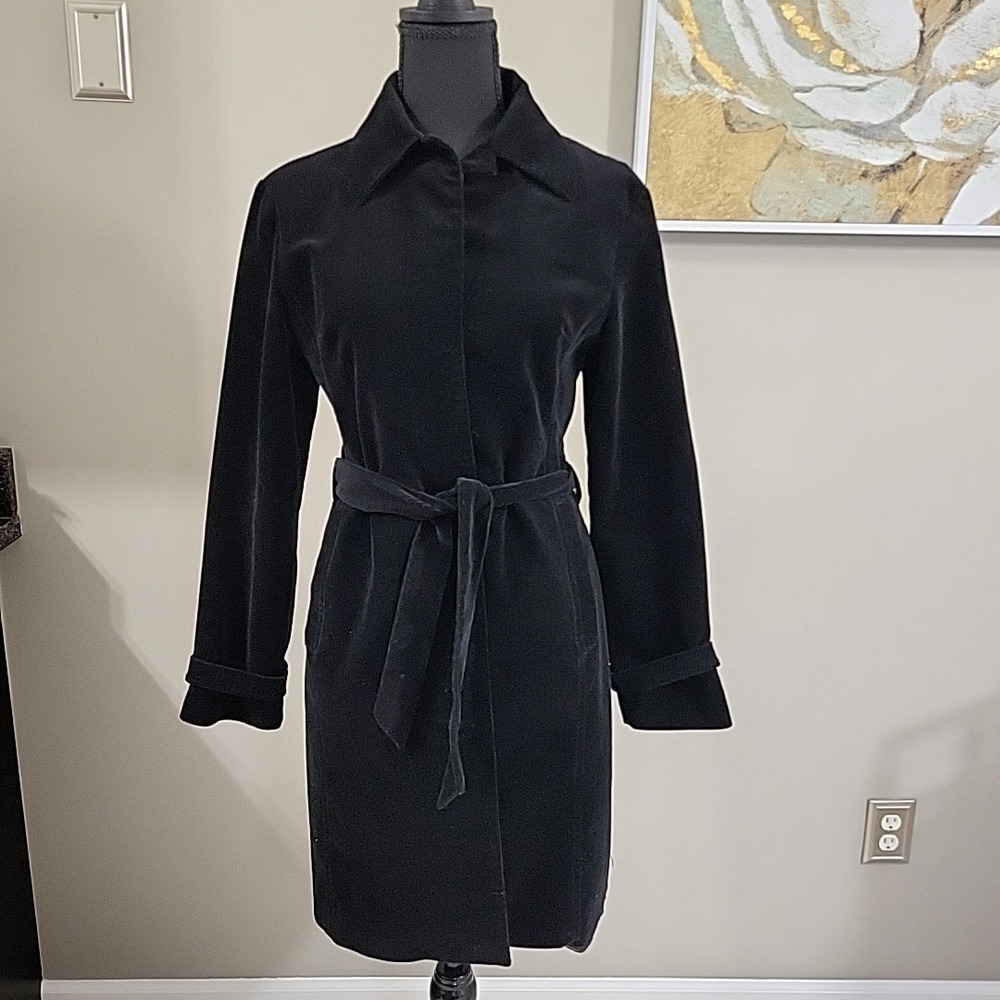 VINTAGE Esprit Black Corduroy Jacket Womens 9/10 Y2K Preppy Academia Belted 90s